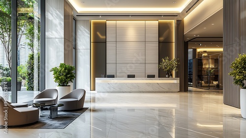 Contemporary reception area in a Bangkok hotel, combining style and utility.