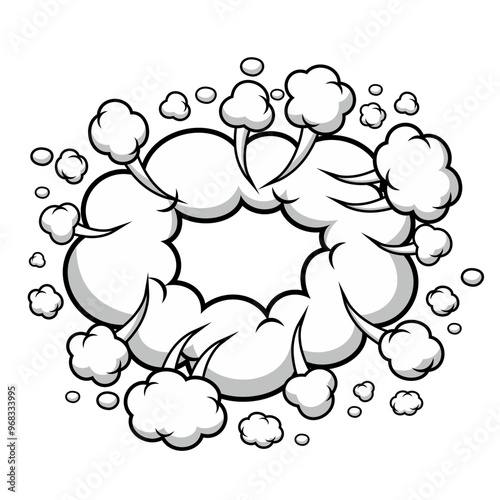 Cartoon smoke cloud. Comic stem effect.