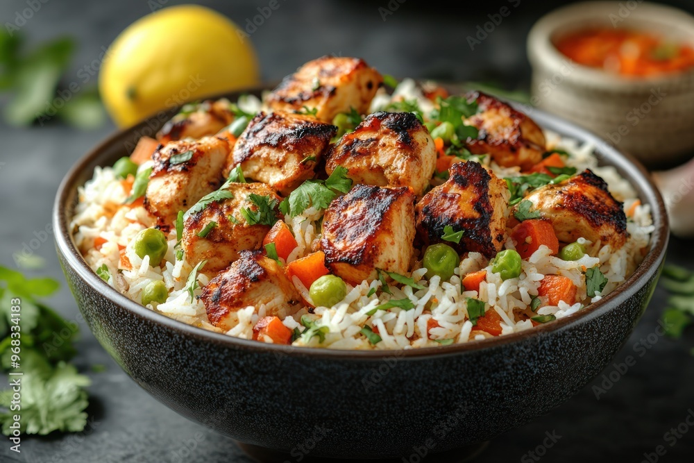 Chicken and Rice Bowl with Spices Chicken and Rice Bowl with Spices