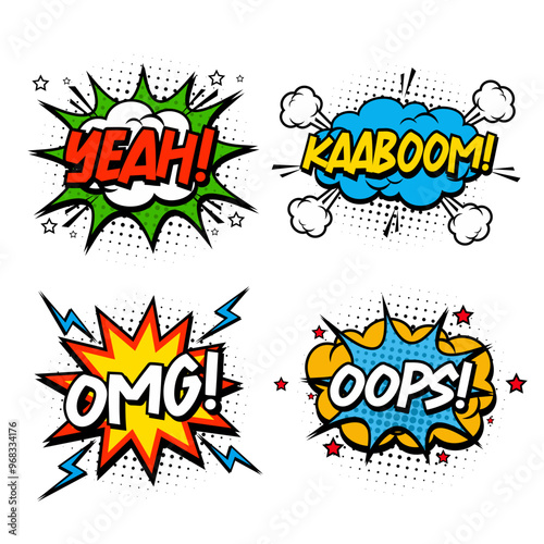 Collection of multicolored comic sound Effects