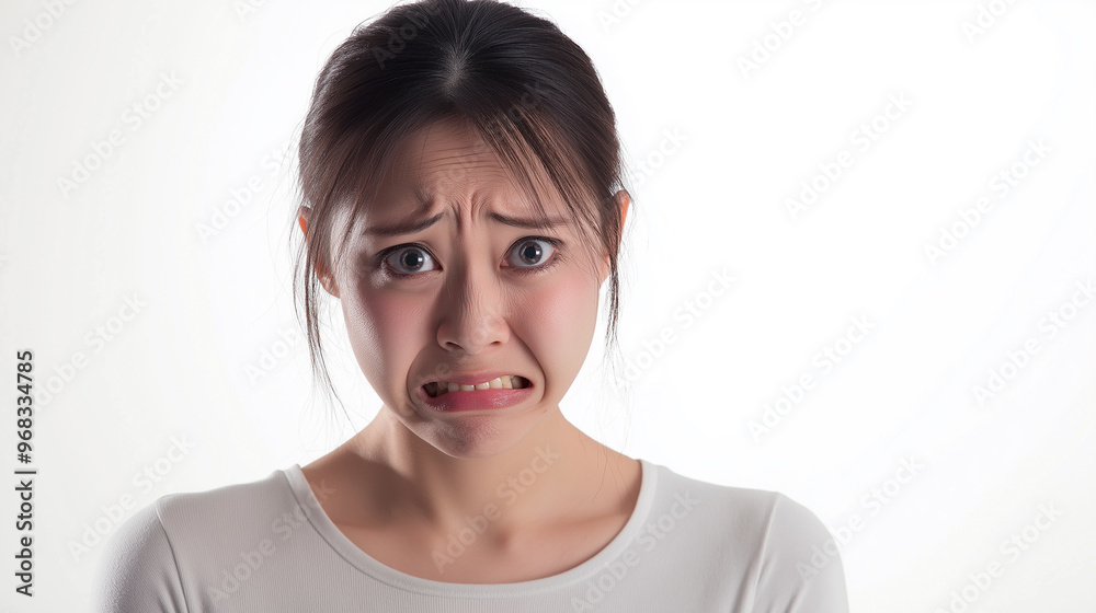 Young woman making a face expressing disgust Young woman making a face expressing disgust