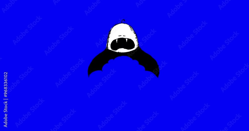 Cartoon Nosferatu blue screen isolated. Bloody Dracula bat. Man who is