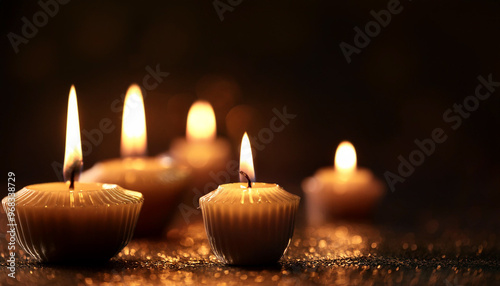 Burning candles in the darkness
 photo