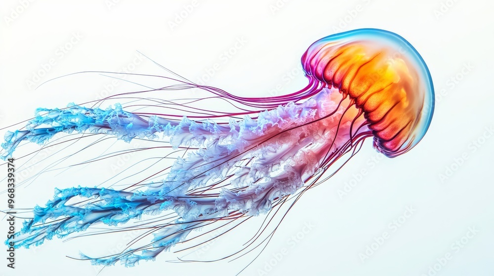 Obraz premium Jellyfish swimming in clear ocean, vibrant colors