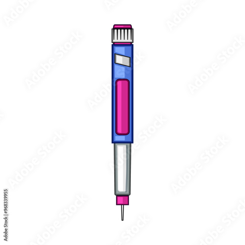 therapy insulin pen cartoon. glucose control, management medication, device self therapy insulin pen sign. isolated symbol vector illustration