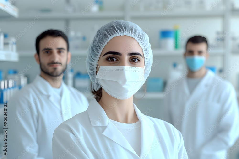 Pharmacists in pharmacy. Medicine and health care concept. Professional medical staff. National Doctor's Day. Drug store, apothecary Pharmacists in pharmacy. Medicine and health care concept. Professional medical staff. National Doctor's Day. Drug store, apothecary