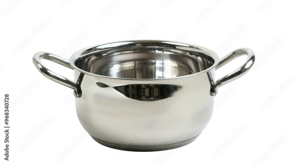 Steel cooking pot pan on transparent background