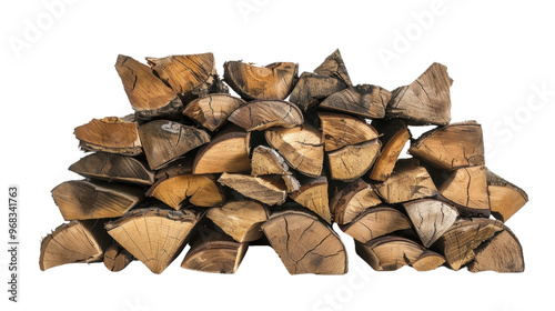 Stacked firewood on transparent background photo