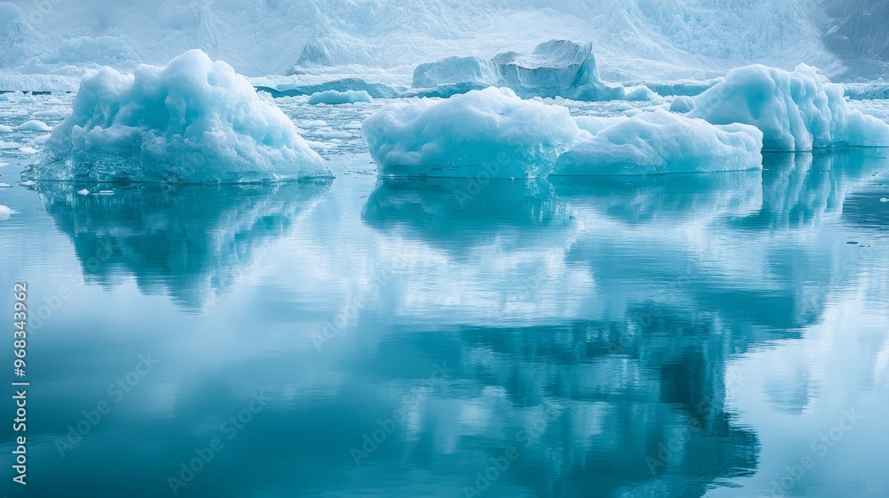 Icebergs Floating in Calm Turquoise Water Icebergs Floating in Calm Turquoise Water