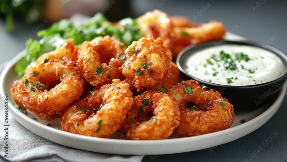 Crispy Fried Onion Rings with Creamy Dip Crispy Fried Onion Rings with Creamy Dip