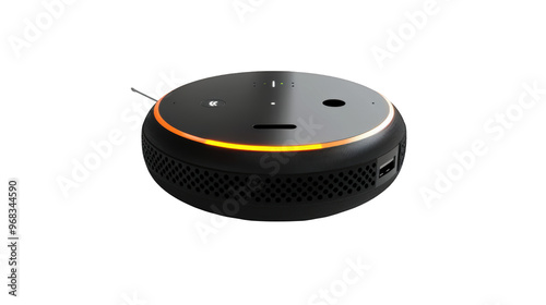 Smart Speaker With Orange Light  Voice Activated Assistant  Home Automation