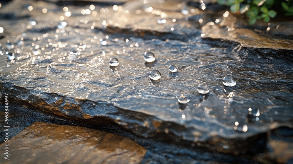 Water Droplets on a Rough Stone Surface Water Droplets on a Rough Stone Surface
