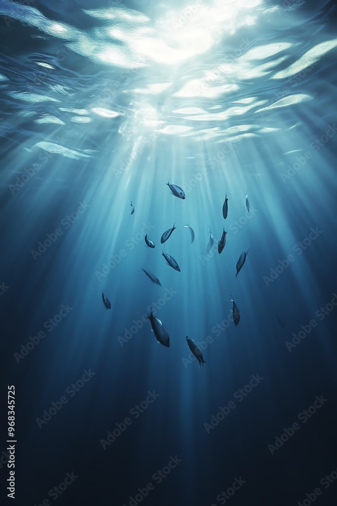 Naklejka premium Stunning wide-angle drone capture of a tranquil underwater world