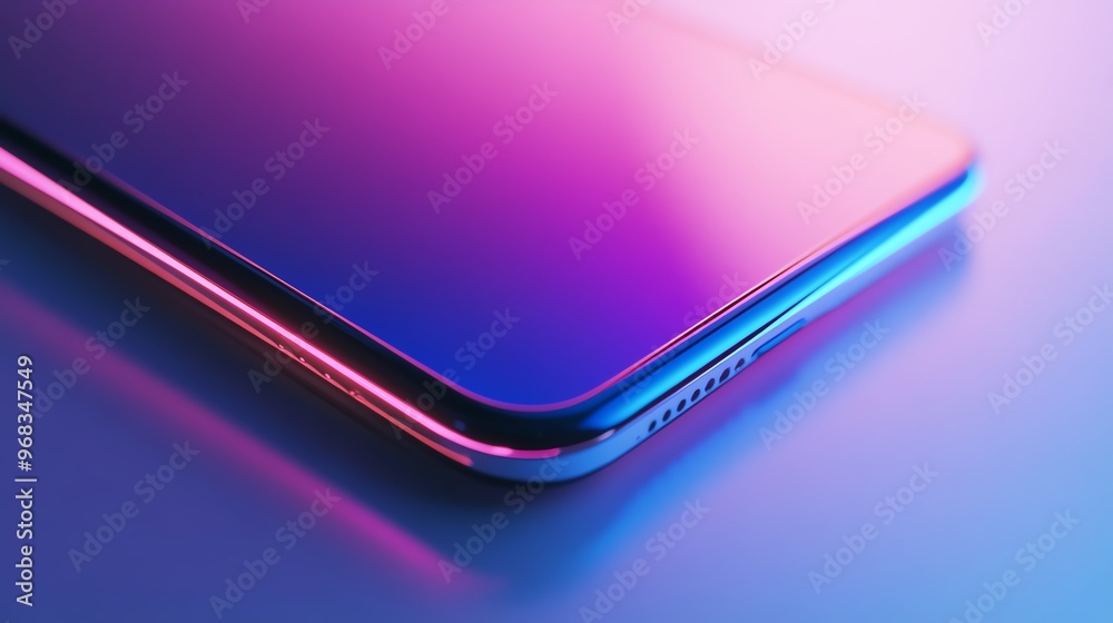 A low-angle view of a sleek, minimalist gadget fused with futuristic technology, glowing with innovative LED lighting, set against a simple, modern backdrop, photorealistic style A low-angle view of a sleek, minimalist gadget fused with futuristic technology, glowing with innovative LED lighting, set against a simple, modern backdrop, photorealistic style