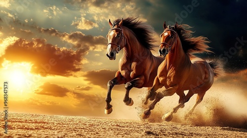 Gambling Theme Featuring a Golden Horse, Combining Elements of Luck and Luxury in a Vibrant Design