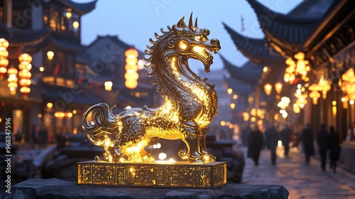 Gambling Theme Featuring a Golden Horse, Combining Elements of Luck and Luxury in a Vibrant Design