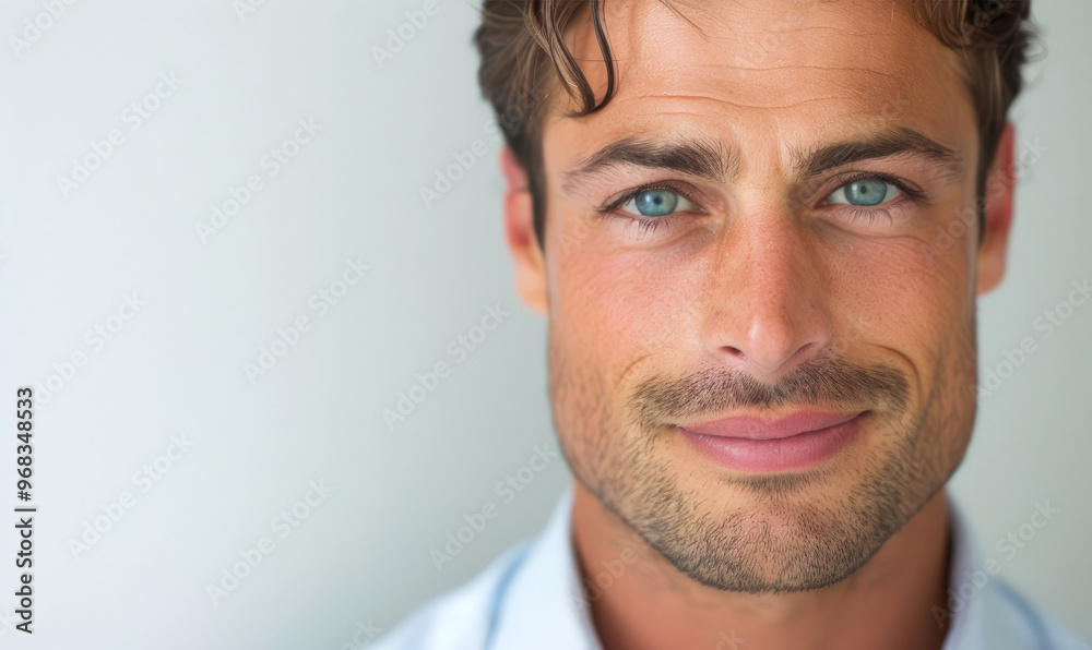 Confident Businessman with Refined Features in Detailed Portrait on White Background Confident Businessman with Refined Features in Detailed Portrait on White Background