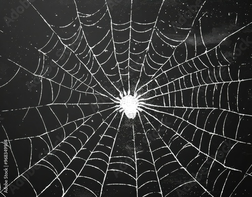 Intricate spider web glistening in the light, showcasing nature's delicate craftsmanship on a black backdrop.