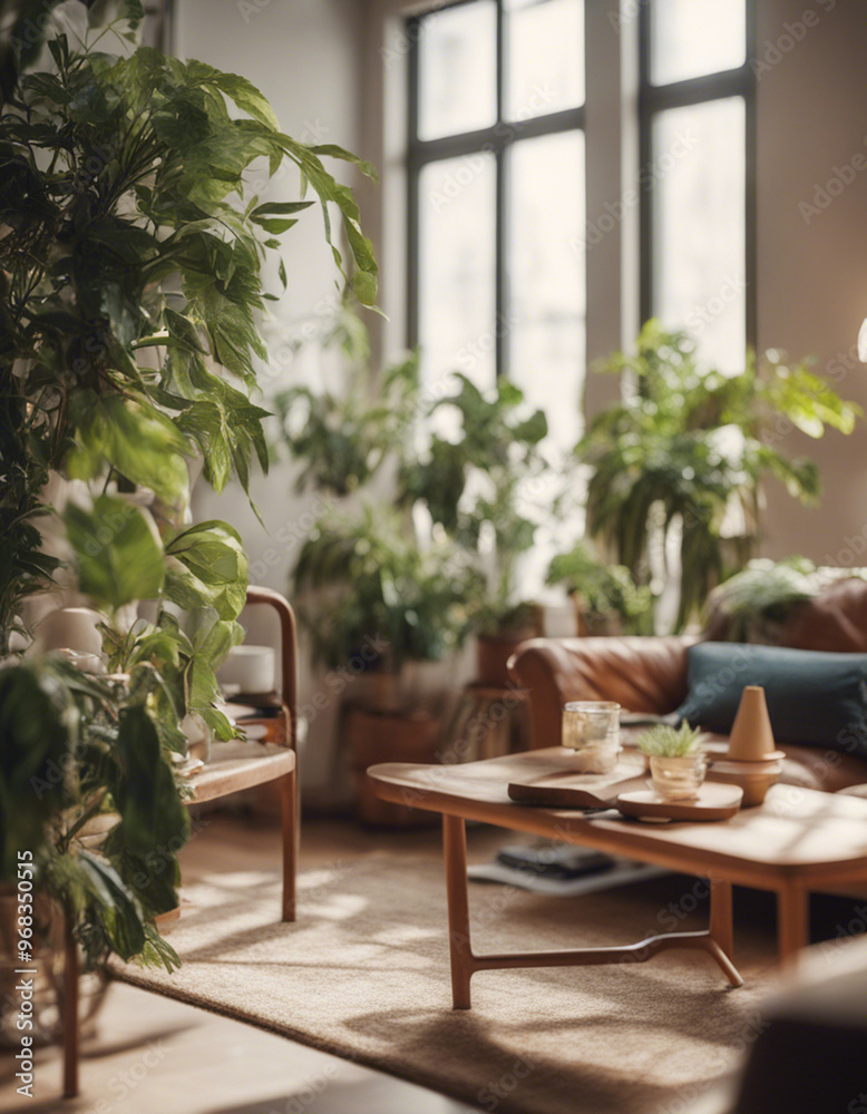 Obraz premium Wohnzimmer voller Pflanzen