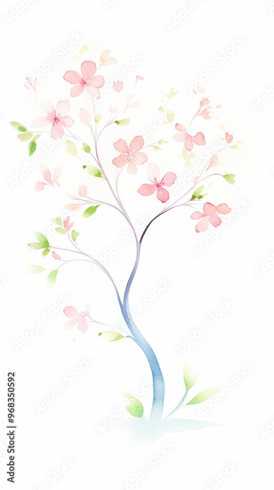 Delicate watercolor tree with soft pink flowers, symbolizing nature's beauty and tranquility. Perfect for relaxation and inspiration. Delicate watercolor tree with soft pink flowers, symbolizing nature's beauty and tranquility. Perfect for relaxation and inspiration.