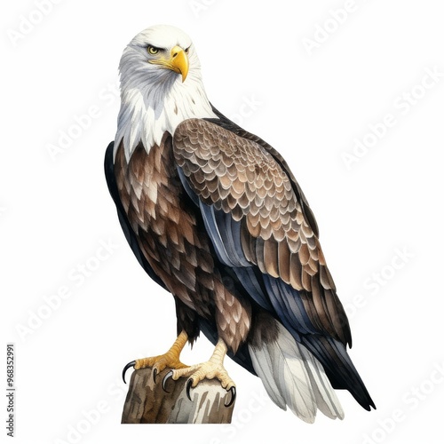 Majestic Bald Eagle Illustration for Wildlife Enthusiasts and Educational Use - Detailed Bird of Prey Artwork