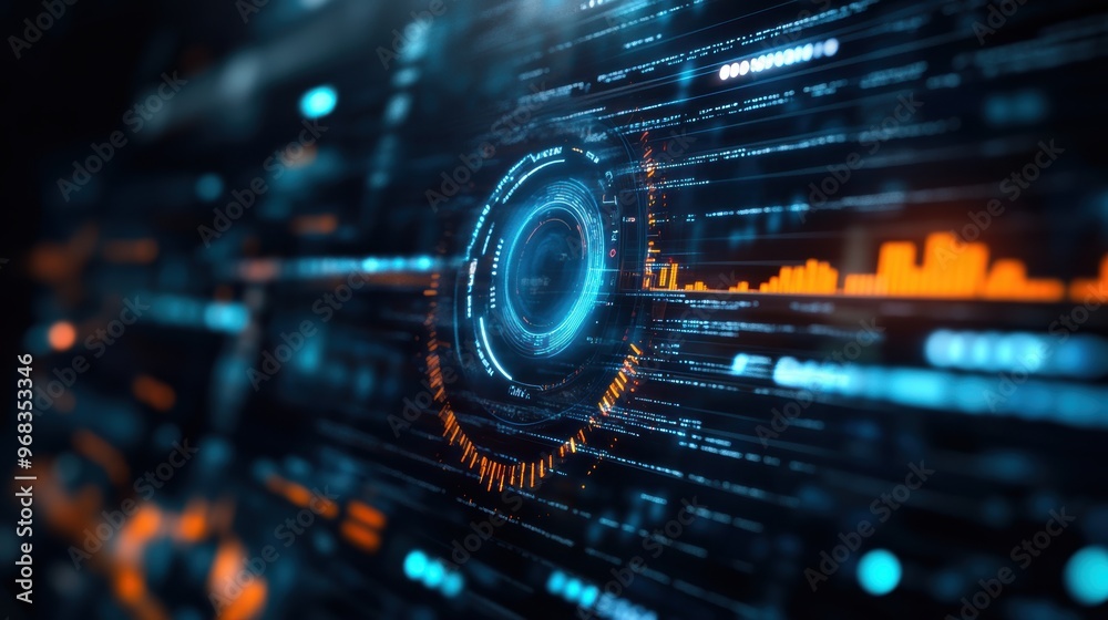 Futuristic digital interface design featuring glowing elements, data visualization, and abstract technology backgrounds. Futuristic digital interface design featuring glowing elements, data visualization, and abstract technology backgrounds.