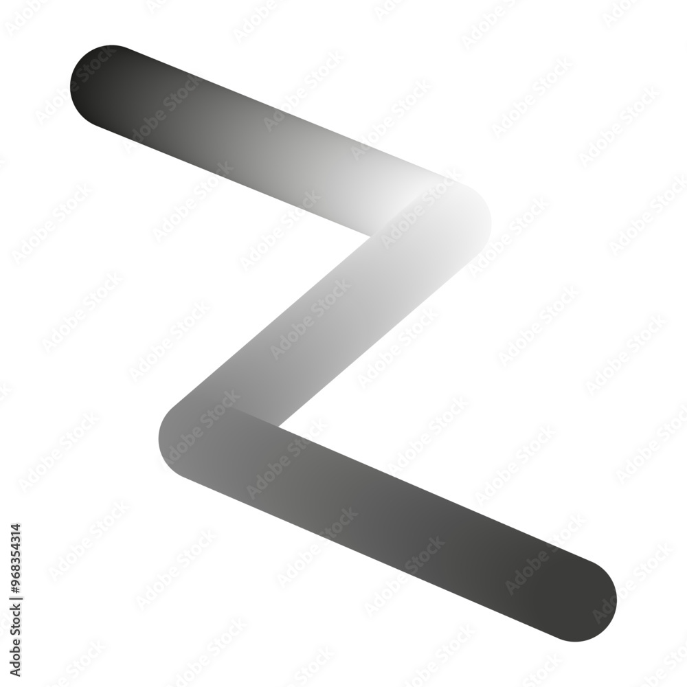 Z shaped gradient vector. Monochrome abstract symbol. Smooth rounded design. Geometric form. Z shaped gradient vector. Monochrome abstract symbol. Smooth rounded design. Geometric form.