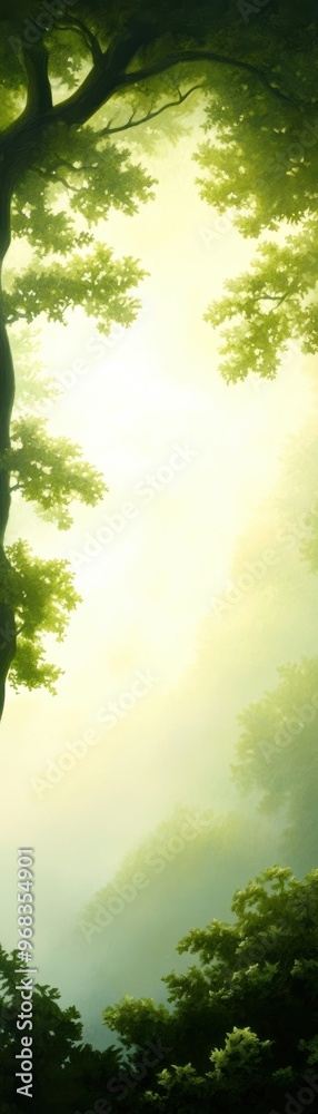 Serene and ethereal forest scene with soft light filtering through lush leaves, creating a peaceful atmosphere in nature. Serene and ethereal forest scene with soft light filtering through lush leaves, creating a peaceful atmosphere in nature.