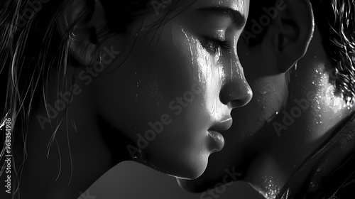 Hyper-realistic black and white cinematic photo realism highlighting the emotional gravity high quality, super resolution. Cinematic. Illustration photo