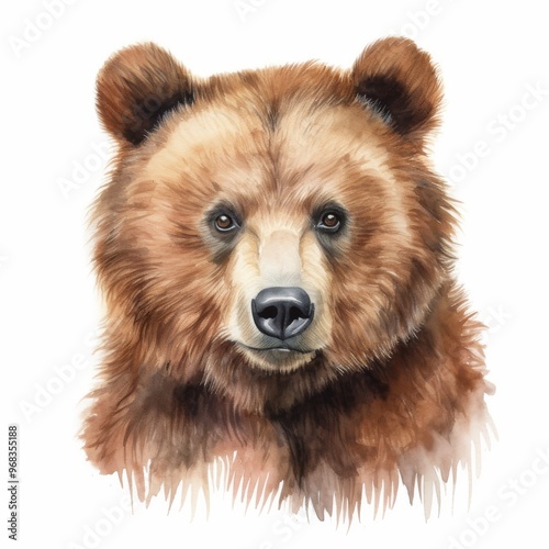 Realistic Brown Bear Portrait Illustration - Detailed Animal Illustration for Wildlife and Nature Themes