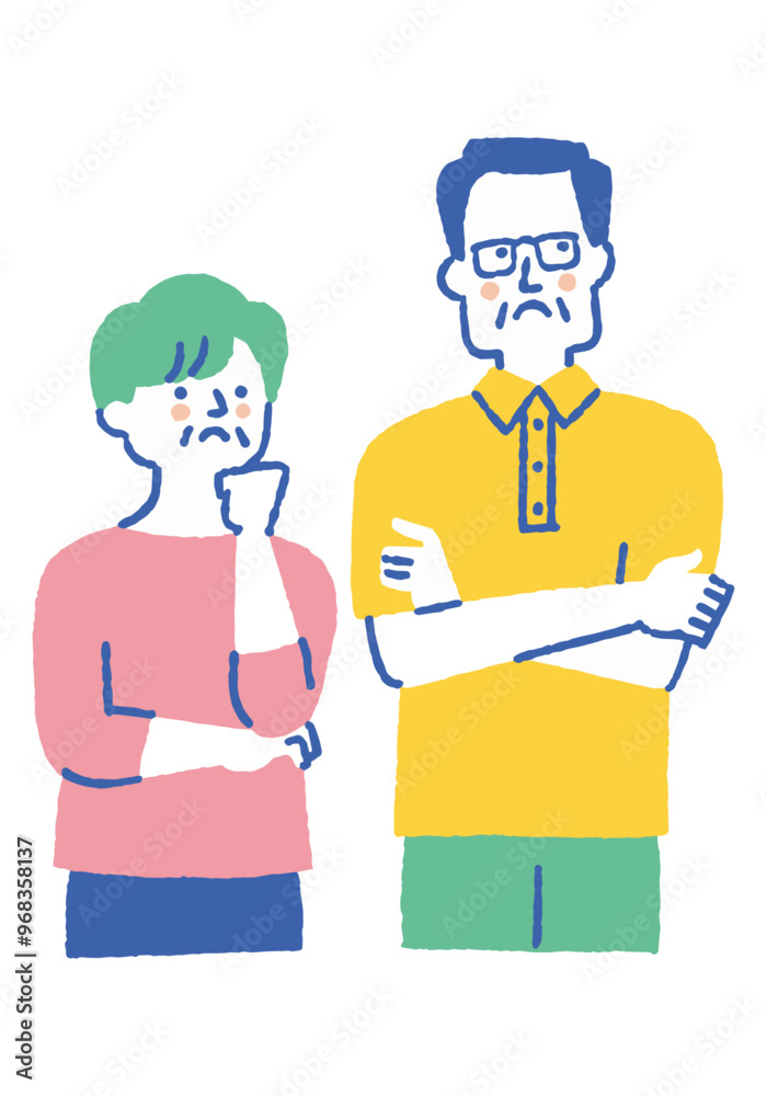 Elderly couple struggling with something_Color Elderly couple struggling with something_Color