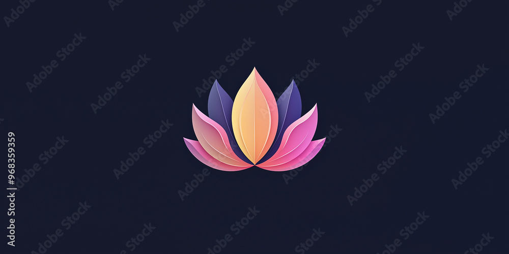 Colorful lotus flower blooming on dark background