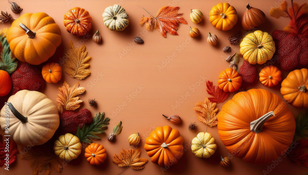 Autumn and Halloween decoration with copy space Autumn and Halloween decoration with copy space