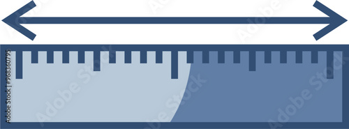 measuring ruler vector icon, transparent background. replaceable blue color design