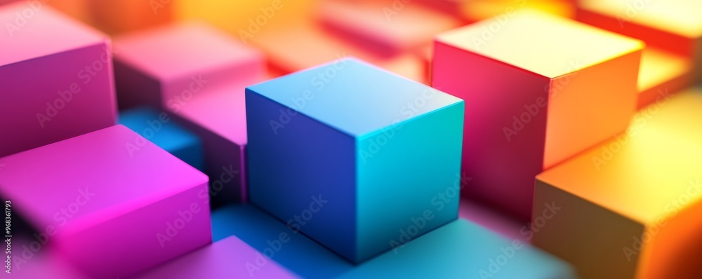 Colorful gradient cubes with soft lighting Colorful gradient cubes with soft lighting