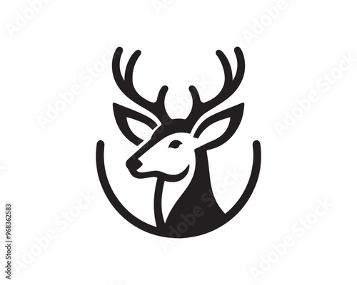 Deer head icon symbol vector illustration. Deer silhouette logo black and white. Deer logo vector template.