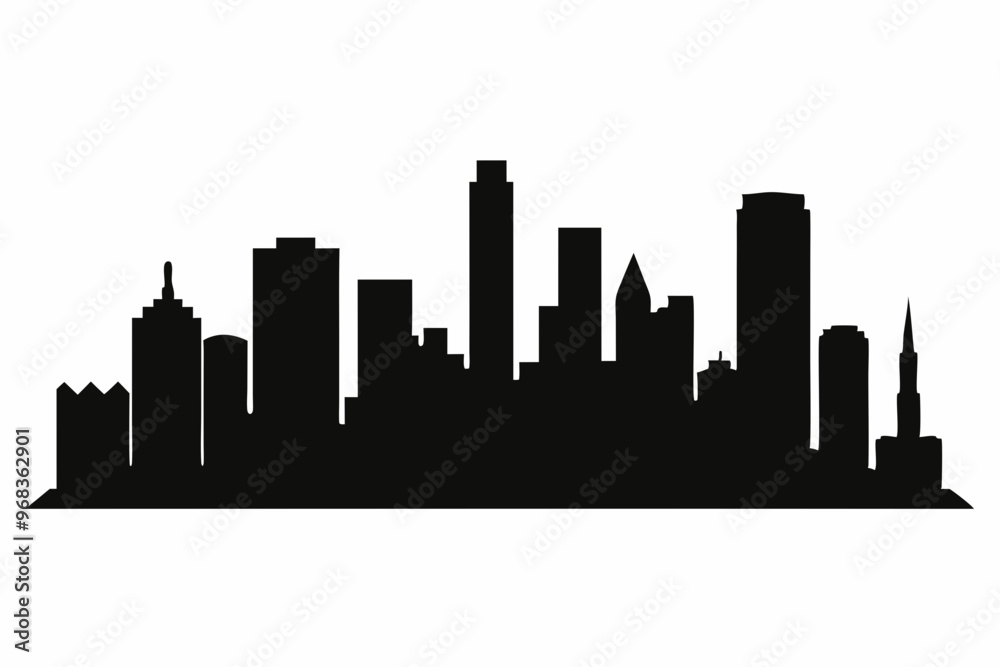 Naklejka premium Houston City Skyline Silhouette, City buildings black Silhouette vector 