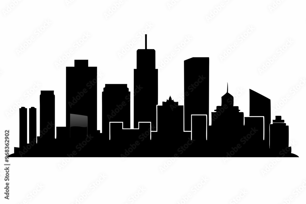 Fototapeta premium Houston City Skyline Silhouette, City buildings black Silhouette vector 