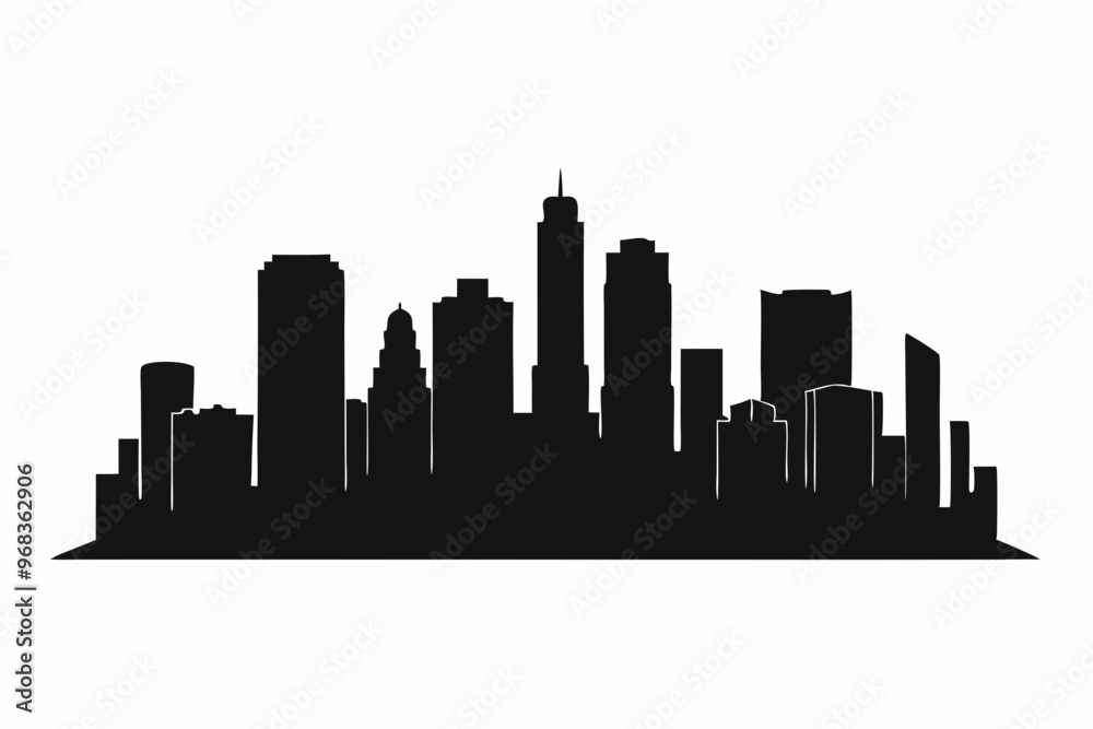 Houston City Skyline Silhouette, City buildings black Silhouette vector Houston City Skyline Silhouette, City buildings black Silhouette vector