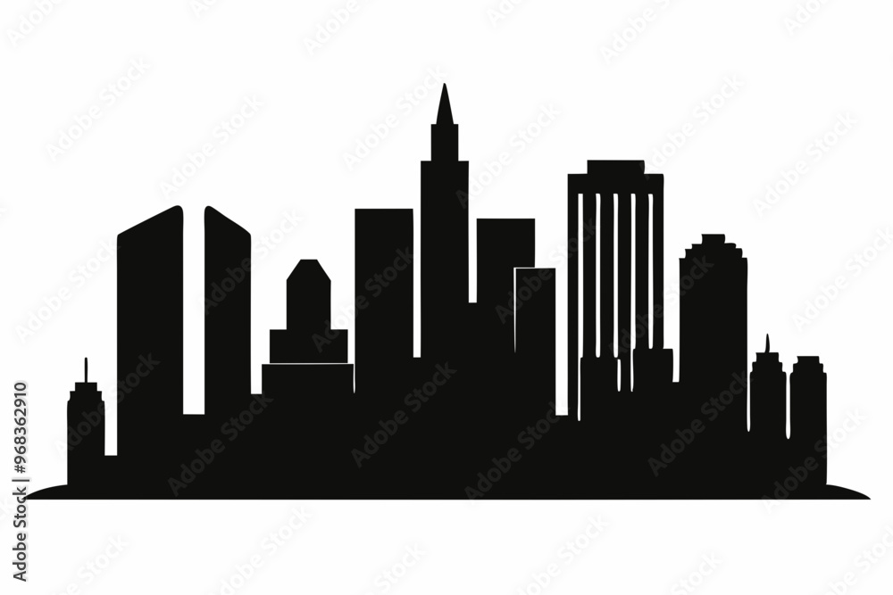 Obraz premium Houston City Skyline Silhouette, City buildings black Silhouette vector 