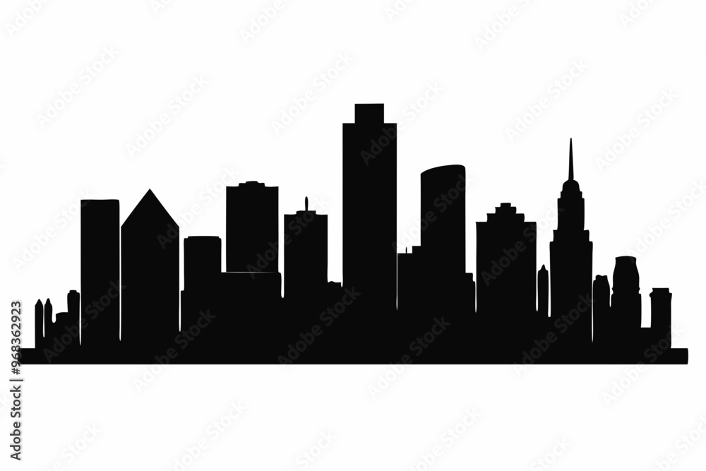 Obraz premium Houston City Skyline Silhouette, City buildings black Silhouette vector 