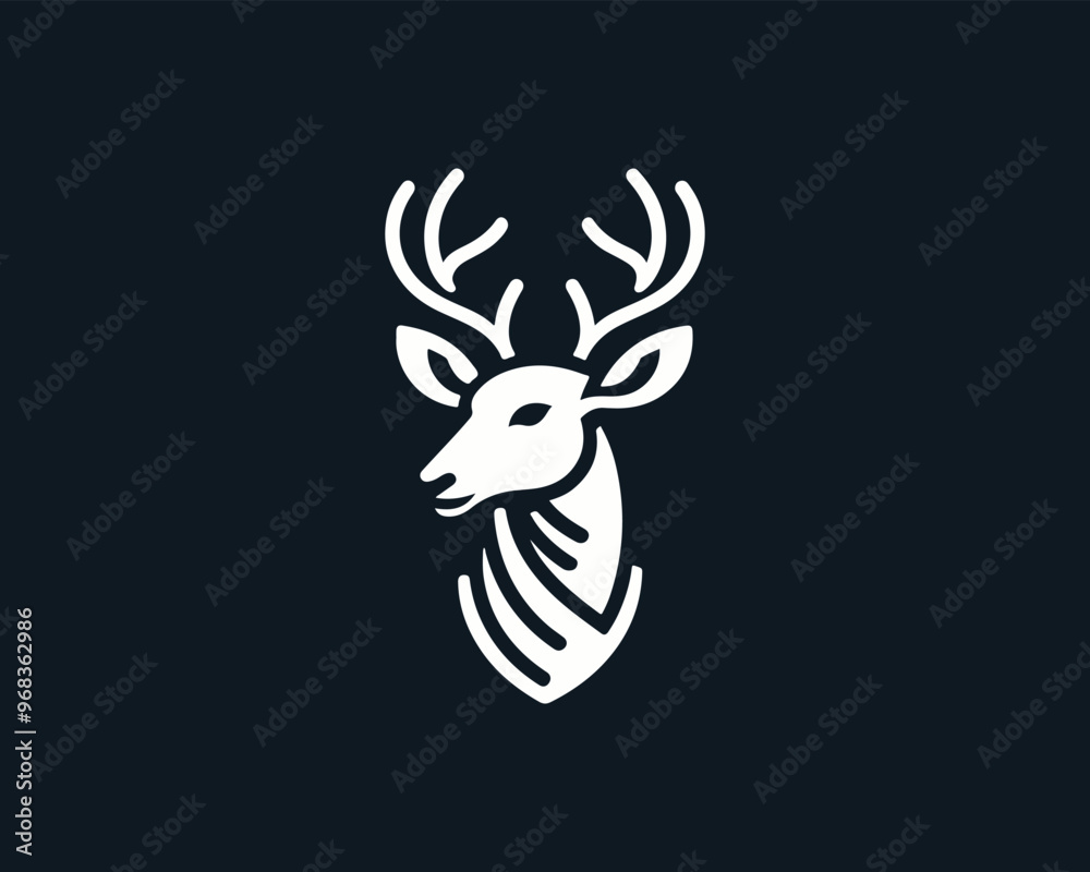 Deer head icon symbol vector illustration. Deer silhouette logo black and white. Deer logo vector template. Deer head icon symbol vector illustration. Deer silhouette logo black and white. Deer logo vector template.