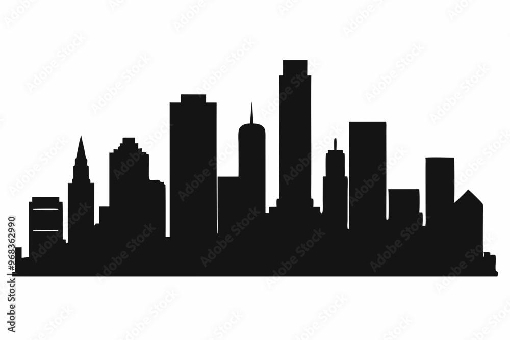 Fototapeta premium Houston City Skyline Silhouette, City buildings black Silhouette vector 