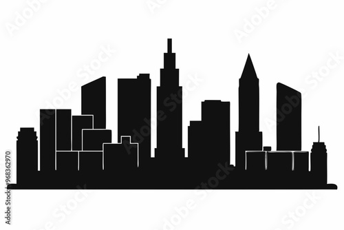 Houston City Skyline Silhouette, City buildings black Silhouette vector	