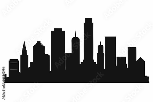 Houston City Skyline Silhouette, City buildings black Silhouette vector	