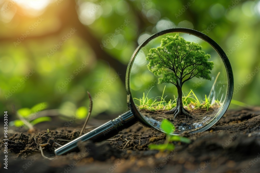 A magnified view of a tree in a field A magnified view of a tree in a field
