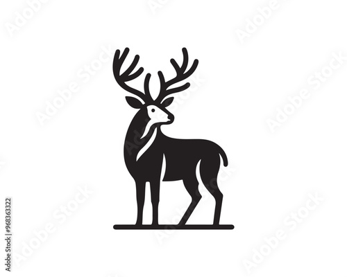 Deer logo vector template. Deer icon symbol vector illustration.