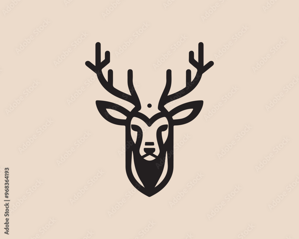 Deer head icon symbol vector illustration. Deer silhouette logo black and white. Deer logo vector template. Deer head icon symbol vector illustration. Deer silhouette logo black and white. Deer logo vector template.