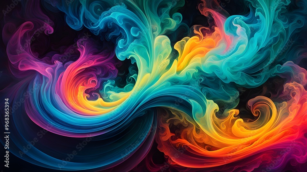 Fototapeta premium Abstract colorful swirling smoke design.
