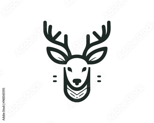 Deer logo vector template. Deer head icon symbol vector illustration. Deer silhouette logo black and white.